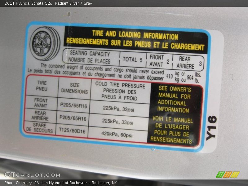 Radiant Silver / Gray 2011 Hyundai Sonata GLS