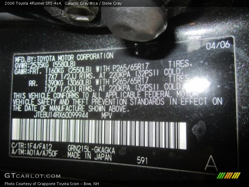 Galactic Gray Mica / Stone Gray 2006 Toyota 4Runner SR5 4x4