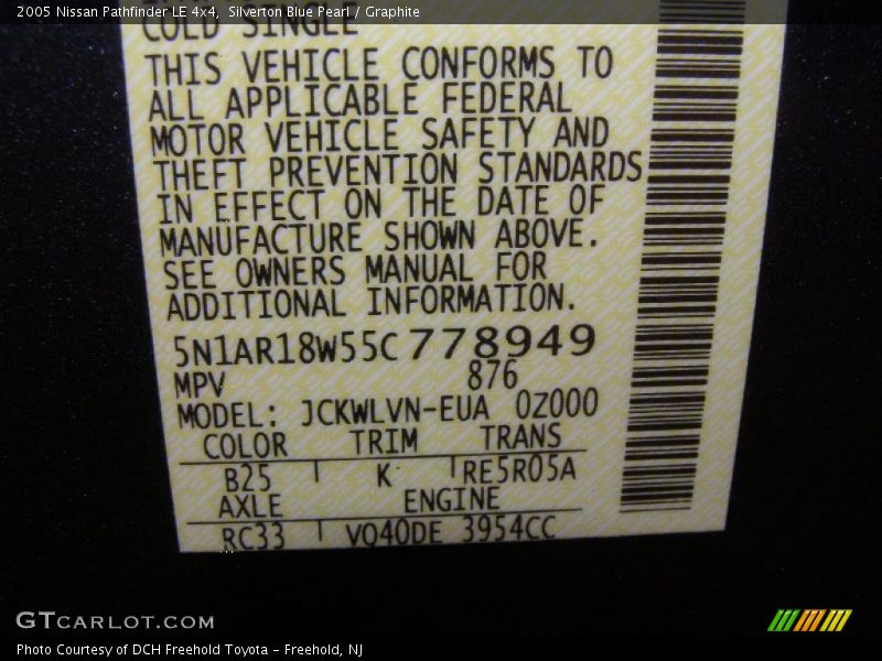 Silverton Blue Pearl / Graphite 2005 Nissan Pathfinder LE 4x4