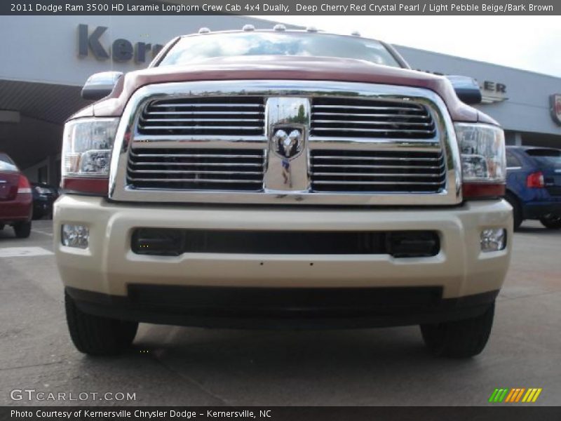 Deep Cherry Red Crystal Pearl / Light Pebble Beige/Bark Brown 2011 Dodge Ram 3500 HD Laramie Longhorn Crew Cab 4x4 Dually