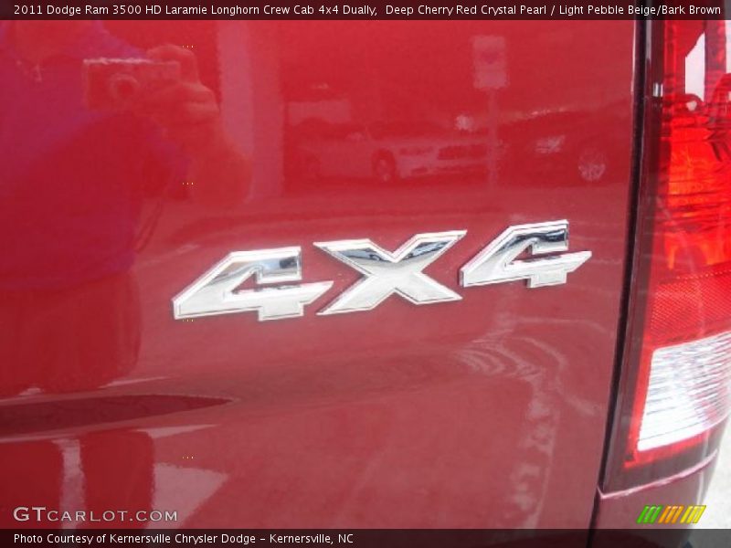 Deep Cherry Red Crystal Pearl / Light Pebble Beige/Bark Brown 2011 Dodge Ram 3500 HD Laramie Longhorn Crew Cab 4x4 Dually