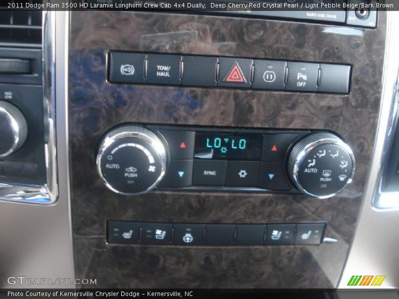 Deep Cherry Red Crystal Pearl / Light Pebble Beige/Bark Brown 2011 Dodge Ram 3500 HD Laramie Longhorn Crew Cab 4x4 Dually