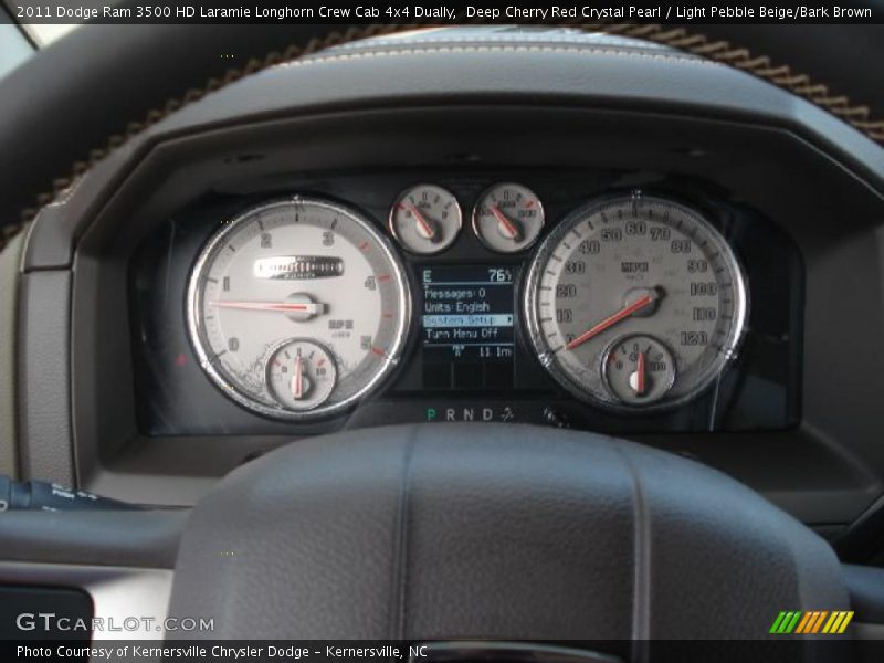 Deep Cherry Red Crystal Pearl / Light Pebble Beige/Bark Brown 2011 Dodge Ram 3500 HD Laramie Longhorn Crew Cab 4x4 Dually