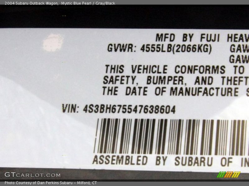 Mystic Blue Pearl / Gray/Black 2004 Subaru Outback Wagon