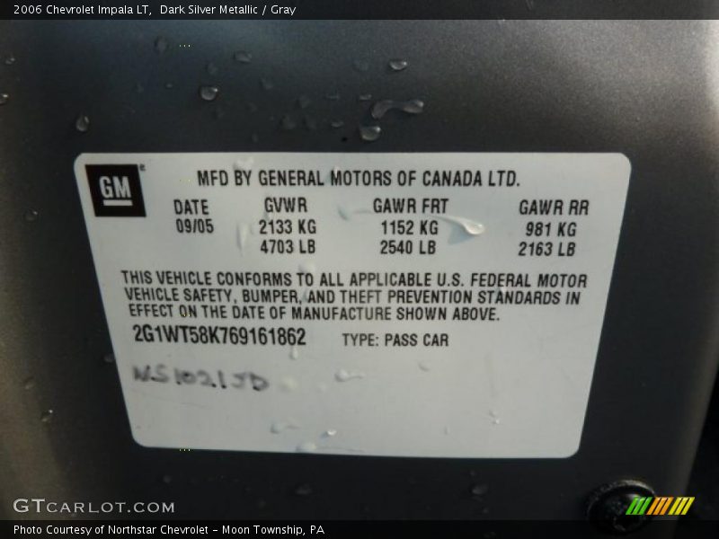 Dark Silver Metallic / Gray 2006 Chevrolet Impala LT
