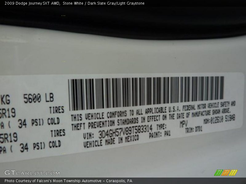 Stone White / Dark Slate Gray/Light Graystone 2009 Dodge Journey SXT AWD