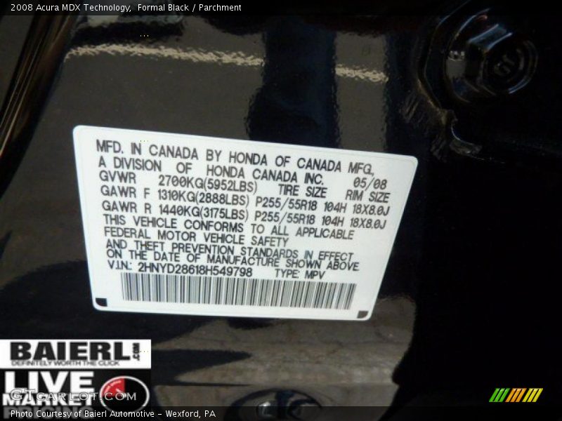 Formal Black / Parchment 2008 Acura MDX Technology