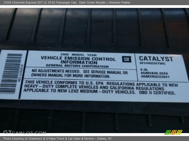 Dark Green Metallic / Medium Pewter 2008 Chevrolet Express EXT LS 3500 Passenger Van