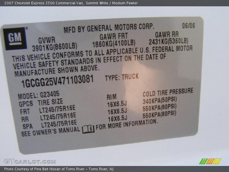 Summit White / Medium Pewter 2007 Chevrolet Express 2500 Commercial Van