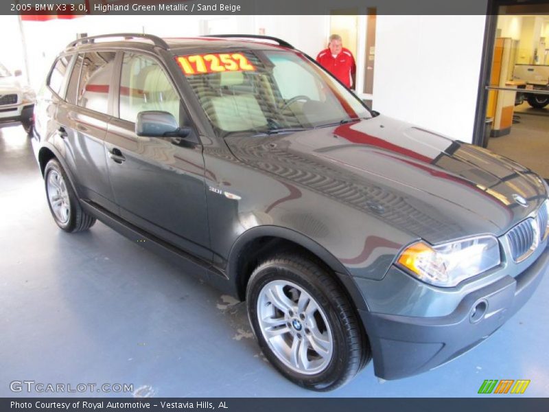 Highland Green Metallic / Sand Beige 2005 BMW X3 3.0i