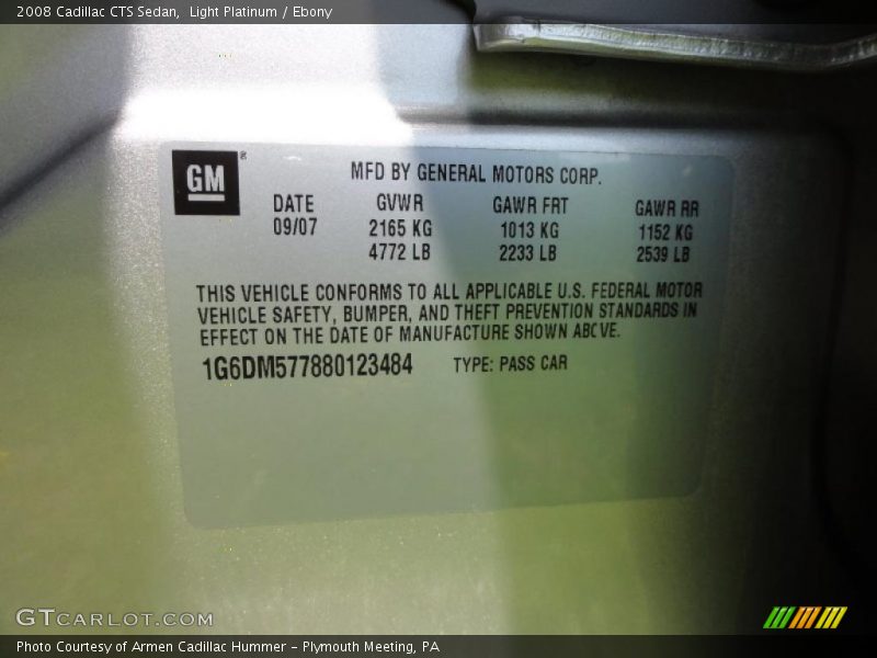 Light Platinum / Ebony 2008 Cadillac CTS Sedan