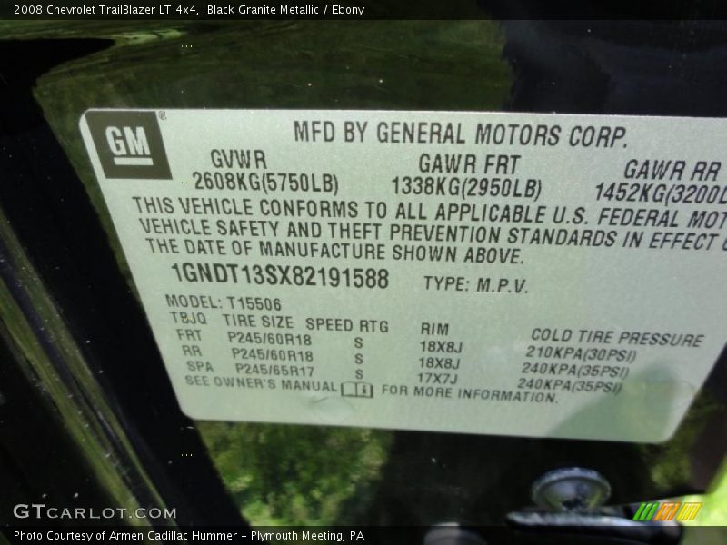 Black Granite Metallic / Ebony 2008 Chevrolet TrailBlazer LT 4x4