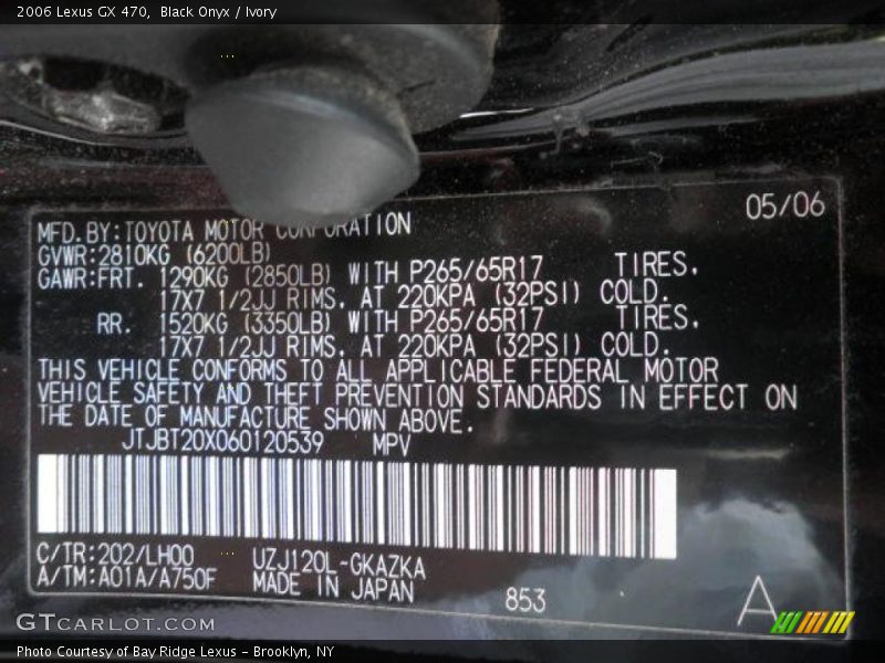 Black Onyx / Ivory 2006 Lexus GX 470