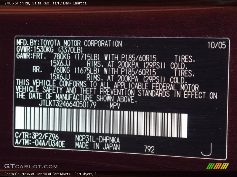 Salsa Red Pearl / Dark Charcoal 2006 Scion xB