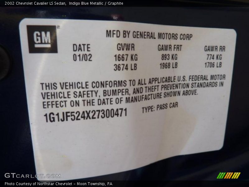 Indigo Blue Metallic / Graphite 2002 Chevrolet Cavalier LS Sedan