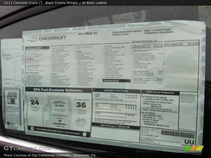 Black Granite Metallic / Jet Black Leather 2011 Chevrolet Cruze LT