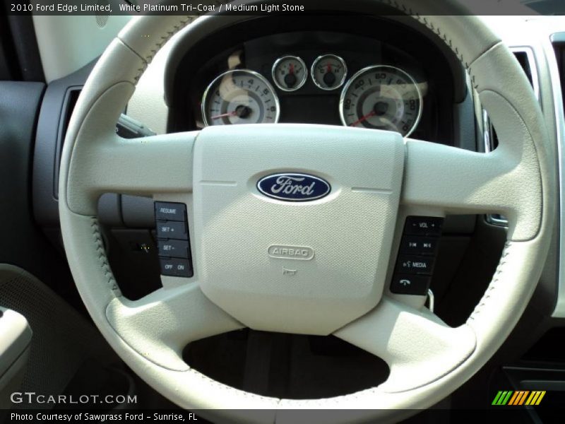 White Platinum Tri-Coat / Medium Light Stone 2010 Ford Edge Limited