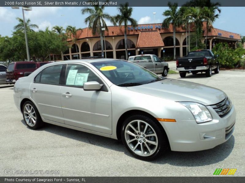 Silver Birch Metallic / Charcoal Black/Red 2008 Ford Fusion SE