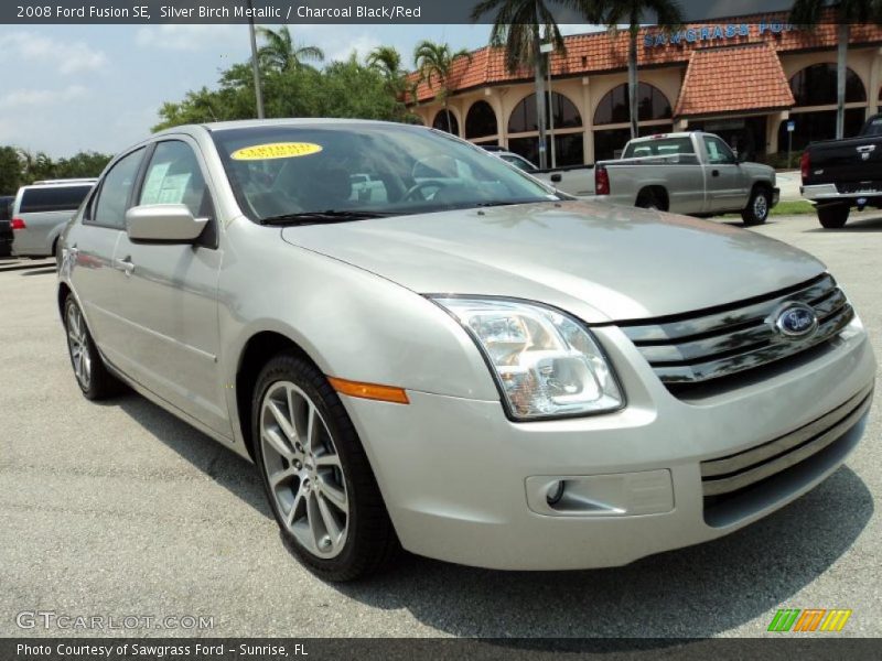 Silver Birch Metallic / Charcoal Black/Red 2008 Ford Fusion SE