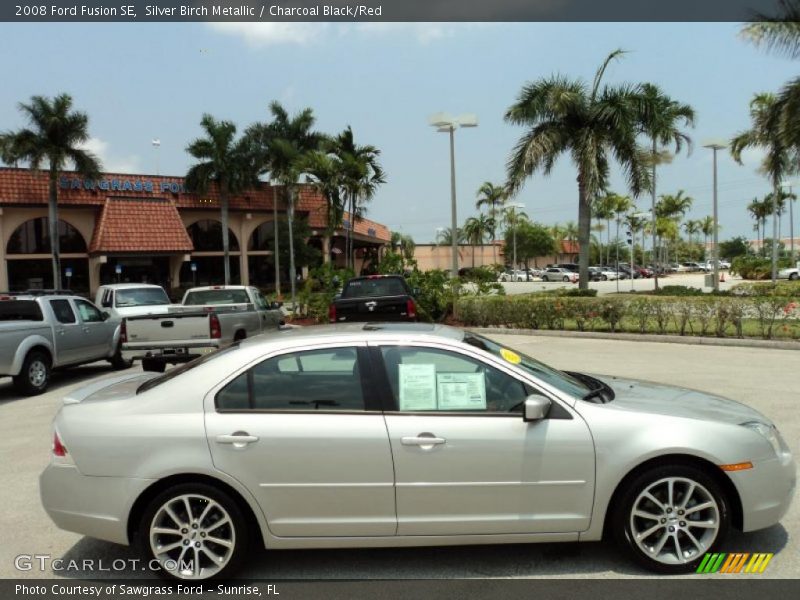 Silver Birch Metallic / Charcoal Black/Red 2008 Ford Fusion SE
