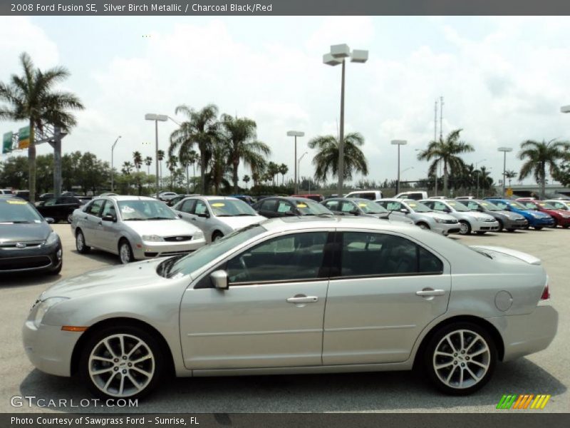 Silver Birch Metallic / Charcoal Black/Red 2008 Ford Fusion SE