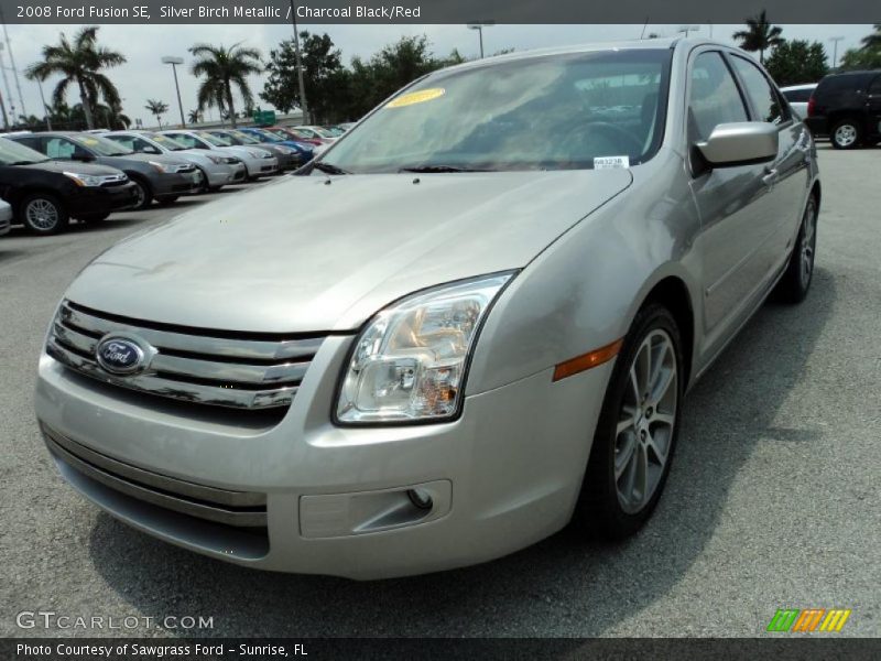 Silver Birch Metallic / Charcoal Black/Red 2008 Ford Fusion SE