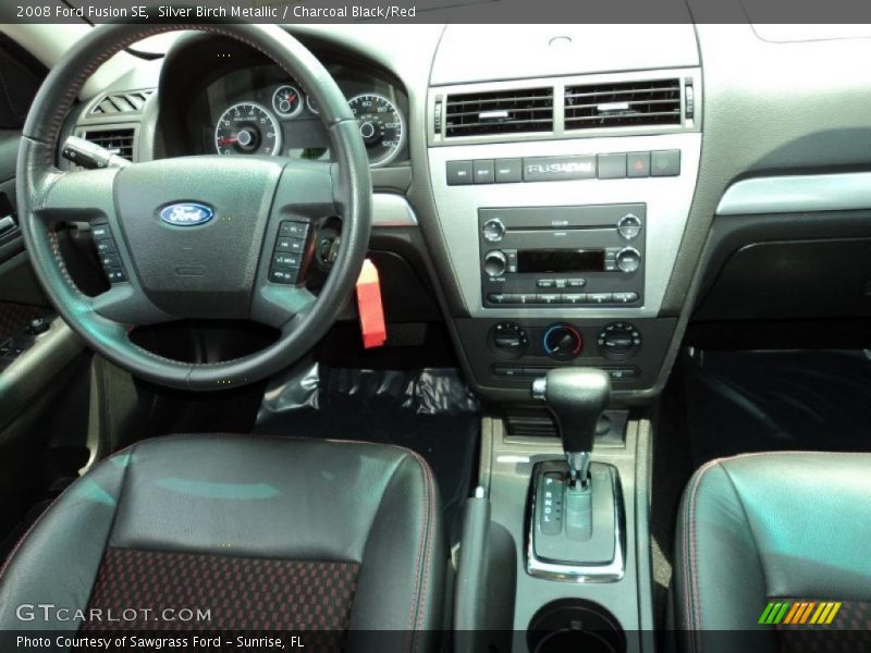 Silver Birch Metallic / Charcoal Black/Red 2008 Ford Fusion SE