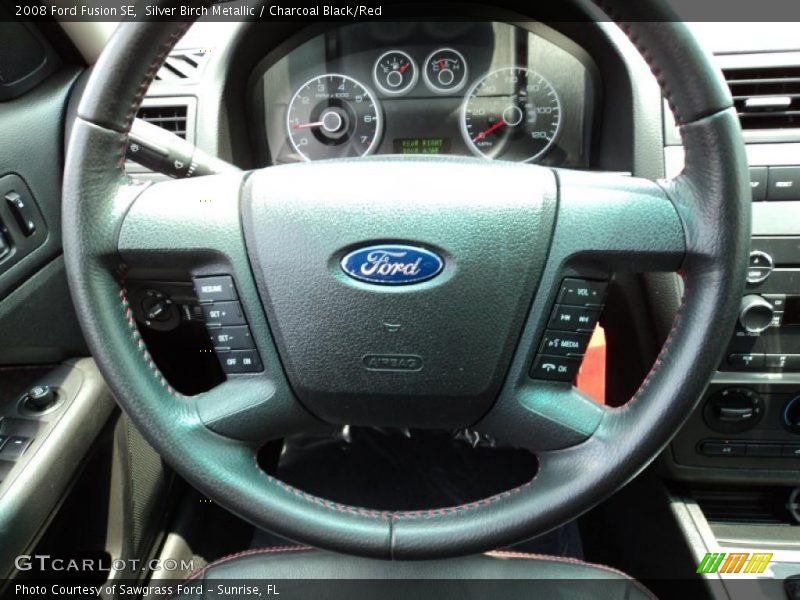 Silver Birch Metallic / Charcoal Black/Red 2008 Ford Fusion SE