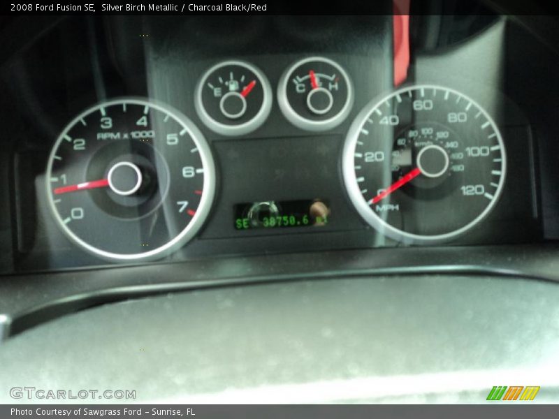 Silver Birch Metallic / Charcoal Black/Red 2008 Ford Fusion SE