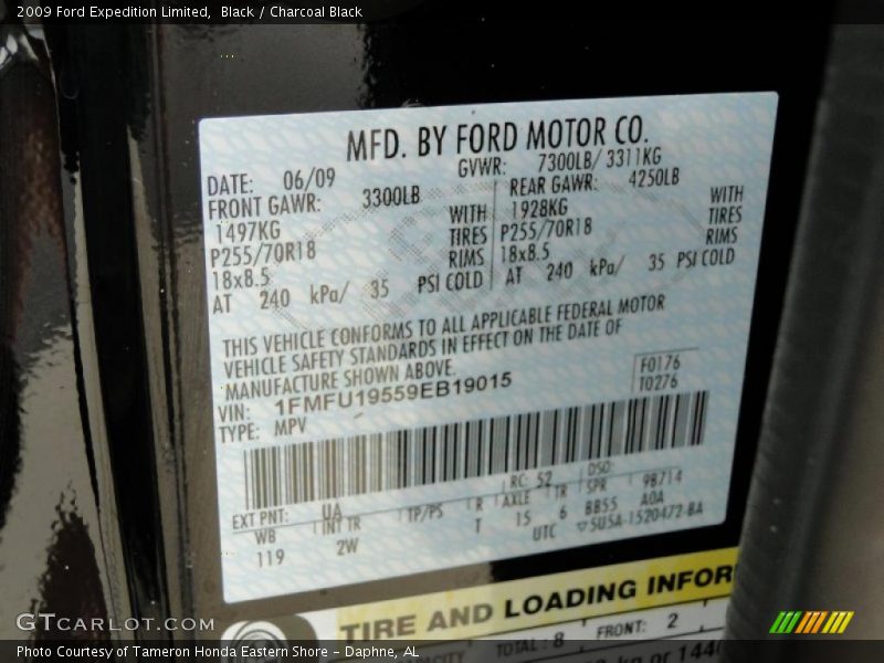 2009 Expedition Limited Black Color Code UA