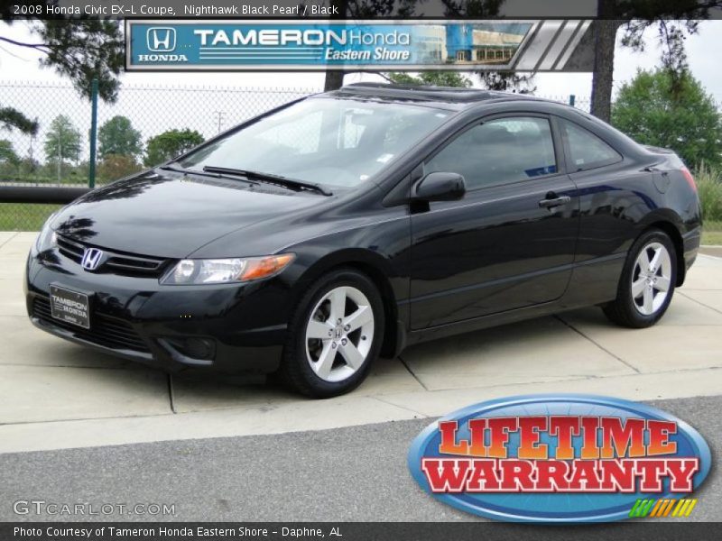 Nighthawk Black Pearl / Black 2008 Honda Civic EX-L Coupe