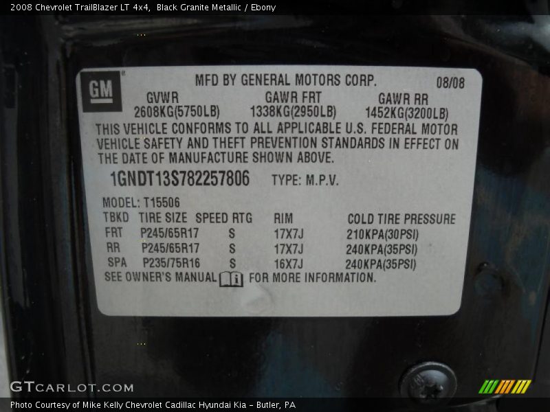 Black Granite Metallic / Ebony 2008 Chevrolet TrailBlazer LT 4x4