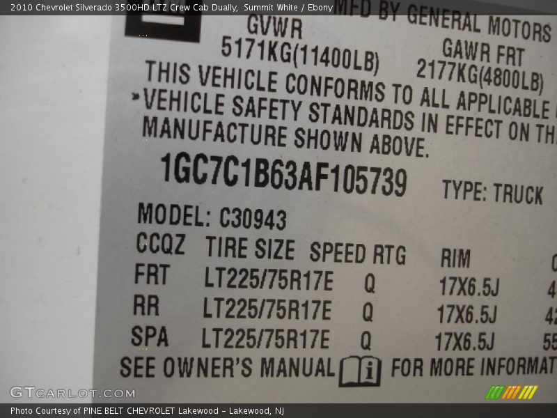 Summit White / Ebony 2010 Chevrolet Silverado 3500HD LTZ Crew Cab Dually
