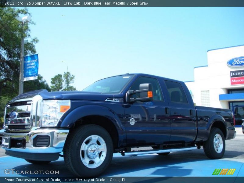 Dark Blue Pearl Metallic / Steel Gray 2011 Ford F250 Super Duty XLT Crew Cab