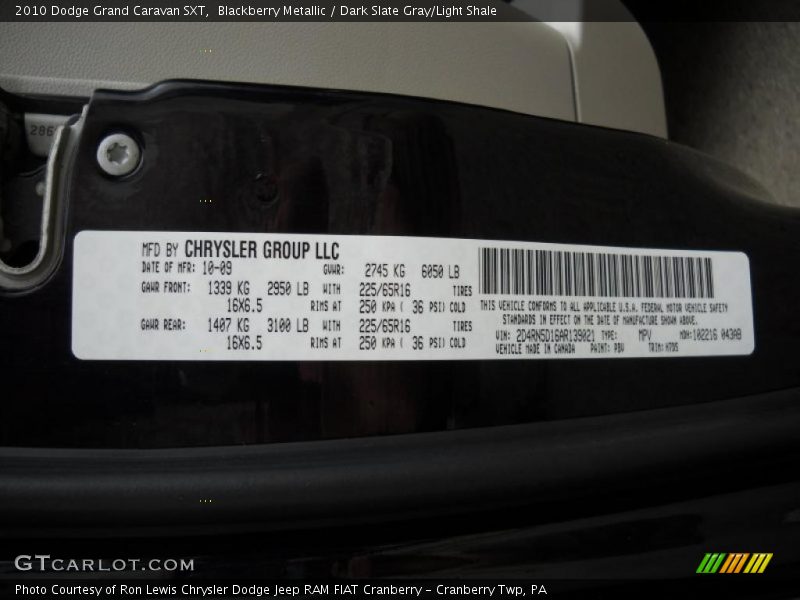 Blackberry Metallic / Dark Slate Gray/Light Shale 2010 Dodge Grand Caravan SXT
