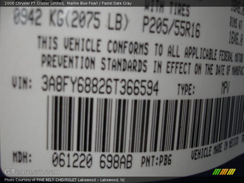 Marine Blue Pearl / Pastel Slate Gray 2006 Chrysler PT Cruiser Limited