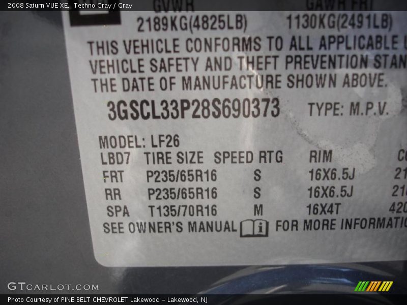 Techno Gray / Gray 2008 Saturn VUE XE