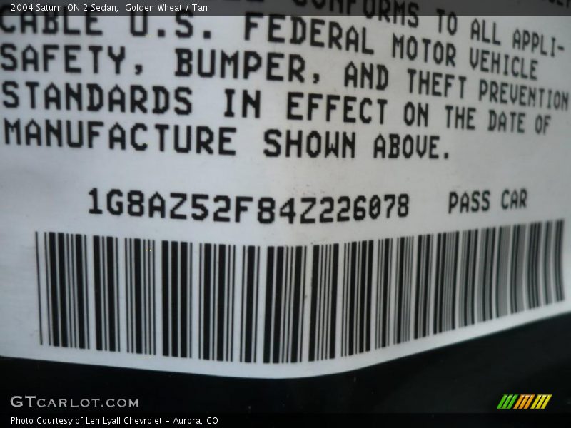 Golden Wheat / Tan 2004 Saturn ION 2 Sedan
