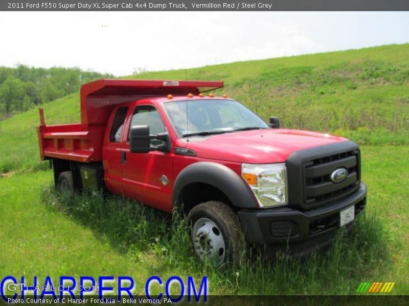 Vermillion Red / Steel Grey 2011 Ford F550 Super Duty XL Super Cab 4x4 Dump Truck