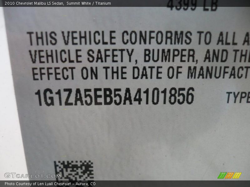 Summit White / Titanium 2010 Chevrolet Malibu LS Sedan