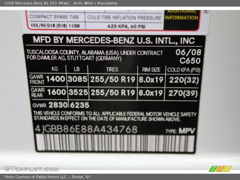 Arctic White / Macadamia 2008 Mercedes-Benz ML 350 4Matic