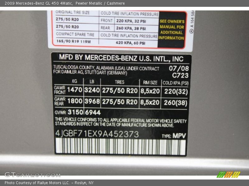 Pewter Metallic / Cashmere 2009 Mercedes-Benz GL 450 4Matic