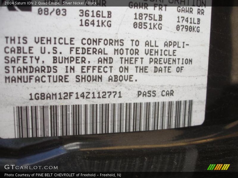 Silver Nickel / Black 2004 Saturn ION 2 Quad Coupe