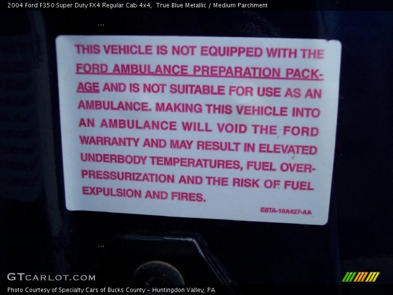 True Blue Metallic / Medium Parchment 2004 Ford F350 Super Duty FX4 Regular Cab 4x4