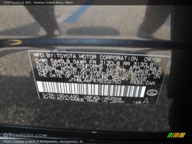 Smokey Granite Mica / Black 2007 Lexus LS 460