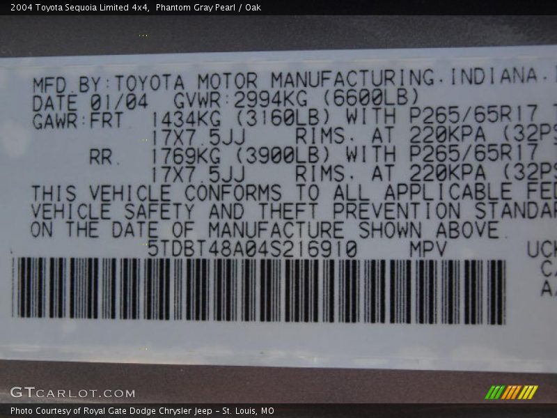 Phantom Gray Pearl / Oak 2004 Toyota Sequoia Limited 4x4