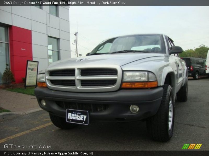 Bright Silver Metallic / Dark Slate Gray 2003 Dodge Dakota SXT Quad Cab 4x4