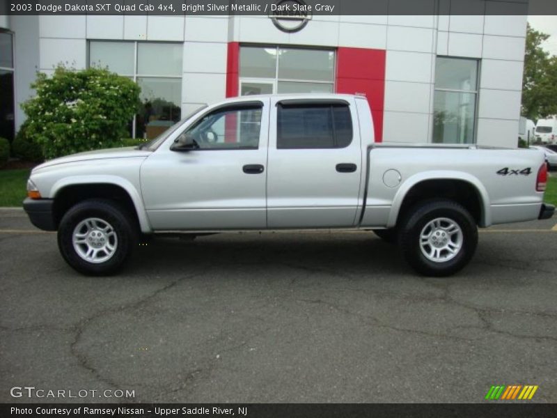 Bright Silver Metallic / Dark Slate Gray 2003 Dodge Dakota SXT Quad Cab 4x4