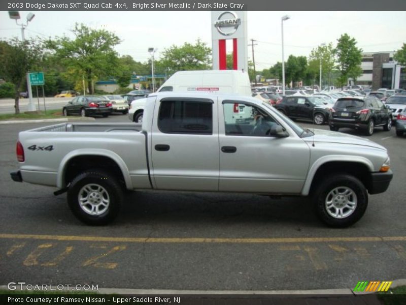 Bright Silver Metallic / Dark Slate Gray 2003 Dodge Dakota SXT Quad Cab 4x4