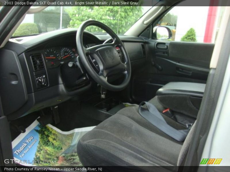 Bright Silver Metallic / Dark Slate Gray 2003 Dodge Dakota SXT Quad Cab 4x4
